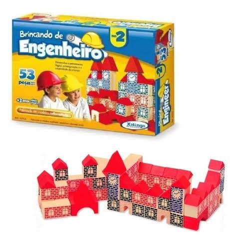 Brinquedo Jogo Mega Construções Blocos de Montar em Madeira 200 Peças -  Camilo's Variedades